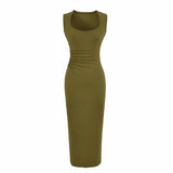 Wide Shoulder Strap Pit Strip Dress Women 2026 Summer New Hot Girl Pure Color U Collar To The Waist-Up Dress