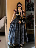 Korean College Style Temperament To Close The Waist Wood Ear Stling Sling Skirt Women Fashion Summer New Square Neck Over The Knee Dress