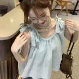 Sweet Wind Loose Sleeveless Shirt Women's Spring And Summer New Set Casual Meat-Covered Doll Shirt With Vest Shirt
