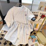 Summer Shorts Set Two Sets Of Leisure Sports Suit Women's Summer Loose Can Go Out Shopping White And Thin