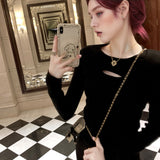De-Velvet Hollow Hottie Girl Bottoming Shirt In Autumn And Winter Small Temperament Granulating Long Sleeves On The Top