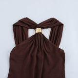 Women's Dress Women's Gold Trim Hanging Neck Knitting Top