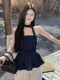 Vintage Chimbo Tat-Meared Waistcoat Women's Summer Niche Lotus Leaf Side-Slit Short Small Blouse