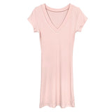 8 Color Optional] V-Neck U-Neck Short-Sleeved Dress Tight Body Thin-Handed-Butled To Show Body Pure Desire Short Skirt