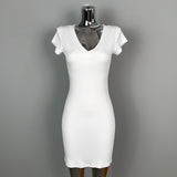 8 Color Optional] V-Neck U-Neck Short-Sleeved Dress Tight Body Thin-Handed-Butled To Show Body Pure Desire Short Skirt