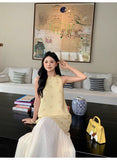 French Fake Two Small Scented Dress Women's Summer Light Luxury Seaside Holiday Temperament Dress To Ankle