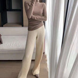 Knitted Wide Leg Pants Women Autumn And Winter 2026 New High-Waist Hanging Pendant Straight Trousers Loose Thin Thick Trousers