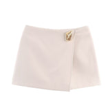 BSK&TRAF Women's Clothing 2025 Autumn New Simple Fashion Metal Buckle Asymmetric Skirts 1971240