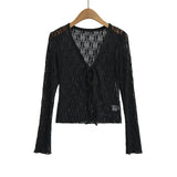 Lace With Cardigan Top Woman 2026 Summer New Hot Girl Wind Solid Hollow Shawl Wear Coat