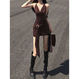 2025 Thai V-Neck Hanging Neck Sling Dress Women's New Summer Dress Bodyd High-End Temperament A Word Skirt