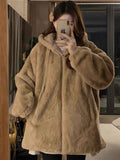 Korean Milk Fufu Lamb Woolen Hooded Cotton Coat Women Winter Thicken Loose Lanterned Cotton Coat Tide