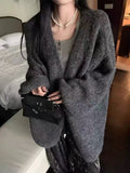 Korean Candy Color Lazy Lantern Knitted Sweater Coat Women's Autumn And Winter New Loose Soft Open-Door Sweater Top