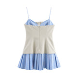 Spring New Provincial Silk Splicing Hundred Folds Hem Hanging Dress 2304165