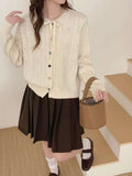 Sweet Bow Knot Hollow Casual Knitted Cardigan Girl New Galow Age Reduction Top
