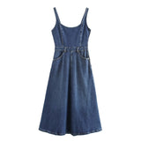 BSK&TRAF Women's Summer 2025 New Street Wind Shoulder-Scared Denim Dress 5252282