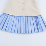 Spring New Provincial Silk Splicing Hundred Folds Hem Hanging Dress 2304165