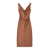 French Collar Dress Retro Niche Design Feeling Folded Waist Pure Desire To Play The Bottom Vest Long Skirt