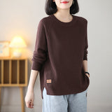 2025 New Round Collar Hooded Sweater Women's Autumn And Winter Knitting Blouse Loose Leisure Bottoming Shirt Simple Knitting Shirt