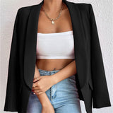 Explosion Women's Casual Fashion Loose Solid Color Temperament Commuting Collar Jacket Suit Spring And Autumn Coat