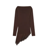 Autumn New Long Sleeve Asymmetrical Lace T-Shirt 0085852