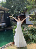 Vacation Wind Flower Design Sense Of Sling Dress Women 2025 Summer New Waist Showing Thin And Fairy Long Dress