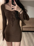 Hottie Style Collar Dress Women Autumn And Winter New Super Good-Looking Little Mother Wind Bag Hip Skirt Inside The Skirt
