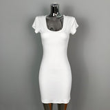 8 Color Optional] V-Neck U-Neck Short-Sleeved Dress Tight Body Thin-Handed-Butled To Show Body Pure Desire Short Skirt