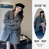 Temperament Casual Fashion Retro Hairy Suit Coat Women Autumn And Winter Small Long Loose Coat