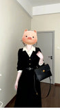 French-Style Black Polo Collar Shirt Dress Dress Woman 2025 New Summer Wearing Two Long Skirts