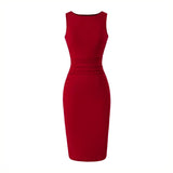 One-×Ö Collar Folded Vest Dress Femininity Elasticity Slime Sleeveless And Sleeveless Long Dress