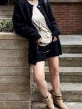 Korean Wears A Set Of Women's Early Autumn And Winter New Lazy Style Knitted Knitted Cardigan + Fashion Shorts Two Sets
