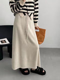 Autumn And Winter Keep Warm Comfortable Knitted Half-Dress Woman 2025 New Korean Version Of High-Rise Thin Medium-Long Skirt Half Skirt