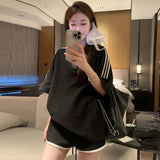 Imitation Cotton Languid Casual Sports Suit Female Summer Students Small Loose Thin Shorts Two-Set