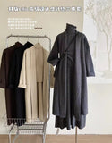 Fashion Suit Women's Autumn And Winter Lazy Loose Knitted Long Shawl Cardigan + High-Neck Sweater + Half-Dress Three-Piece Set