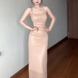 French Curry Sling Dress Women's Summer Mesh To Receive Waist-Repair Skirt Pure Desire Tight Ass Long Skirt
