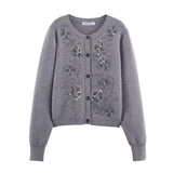 Spring New Casual Loose Beaded Knitted Coat 4192160