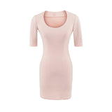 Korean Pure Temperament U-Neck Dress Dress Women Summer Tight Elasticity Skinny Hot Girl With Short Skirt