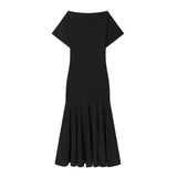 Spring New Boat Type Short Sleeve Splicing Dress 2335161