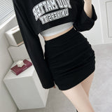 White Pure Lust Wind Tight Belt Folding Bag Hip Skirt South Korea's New Tight Slim Short Skirt Sexy Hot Girl Summer Autumn