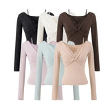 Pure Hot Girl Autumn New Fake Two Spliced T-Shirt Lace Long Sleeves Slim Thin T-Shirt Top Girl