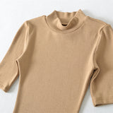 Simple High-End Temperament Half-High-Necked Mid-Sleeve Dress Woman Body Bottom After The Fork Bag Dress