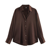Spring New Silk Lithry Collar Solid Color Loose Shirt 2074580