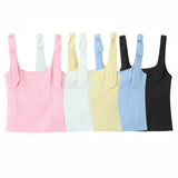 Wide-Shoulder Sling Sling Waistcoat Women Wear Chic Design Elastic Short Inner Sleeveless Top