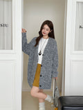 Purple V-Neck Knitted Cardigan Women's Autumn And Winter Han Ling Dress With A Lazy Wind Relaxes The Feeling Of Loose Long-Sleeved Sweater Coat