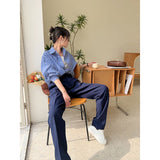 2025 New Blue Striped Shirt Women Spring And Autumn Design Sense Small Loose Temperament Chic Shirt Top Woman
