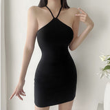 Pure Desire To Hang Neck Sleeveless Dress Bottom Dress Tight Body Slim Bag Hip Dress Sexy Short Skirt Hot Girl South Korean Body