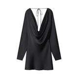 BSK&TRAF Women's Winter 2025 New Silk-Senlace-Inflied Dress 9377332