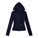 Relaxing Deheder Red Sports Set Long Sleeved Hooded Zippered Coat Lazy Loose Drawn Legs