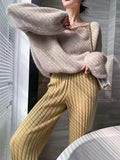 Knitted Wide Leg Pants Women Autumn And Winter 2026 New High-Waist Hanging Pendant Straight Trousers Loose Thin Thick Trousers