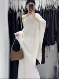 Autumn And Winter New Lazy Wind Irregular Tuxedos Cape Design Fashion Knitted Top Dress Suit Woman